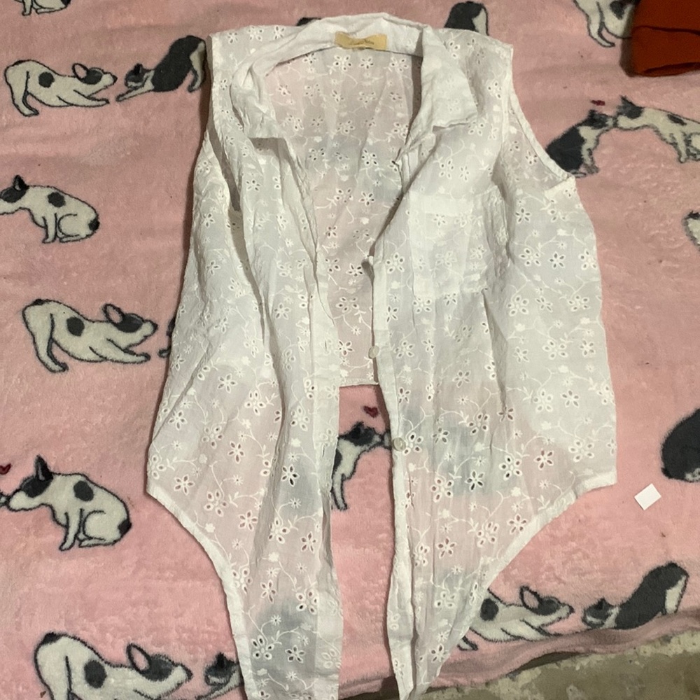 Love note white button up crop top size large
